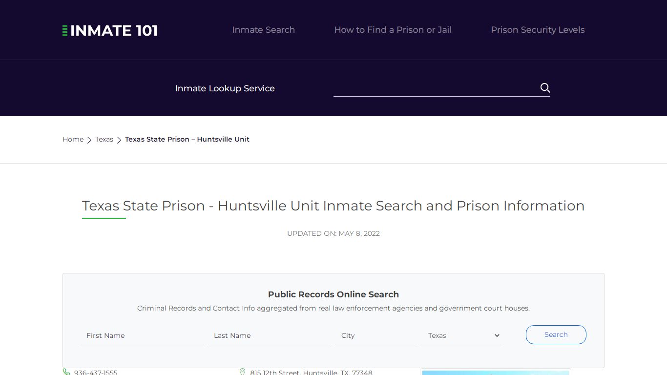 Texas State Prison - Huntsville Unit Inmate Search ...